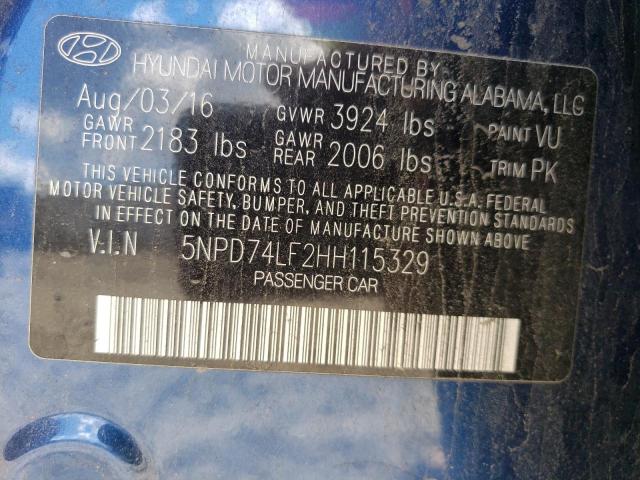 Photo 9 VIN: 5NPD74LF2HH115329 - HYUNDAI ELANTRA SE 