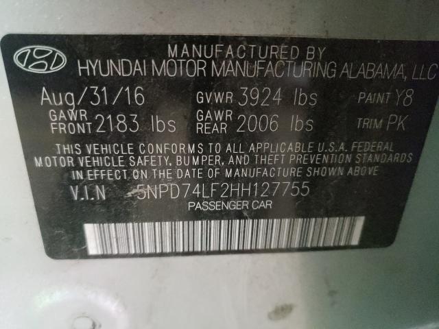 Photo 9 VIN: 5NPD74LF2HH127755 - HYUNDAI ELANTRA SE 