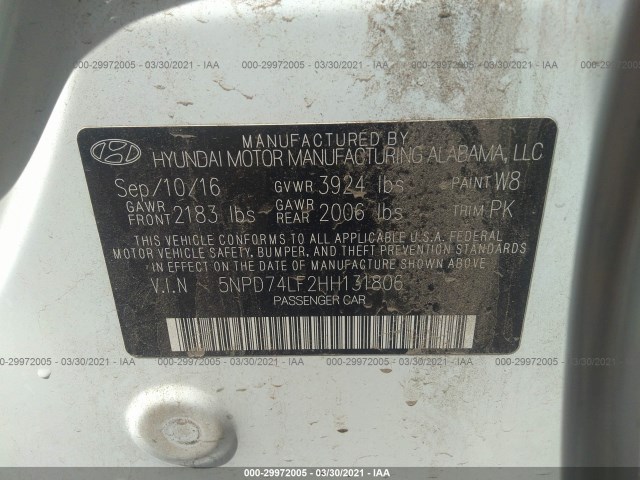 Photo 8 VIN: 5NPD74LF2HH131806 - HYUNDAI ELANTRA 