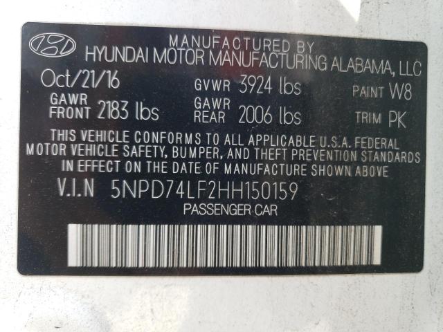 Photo 11 VIN: 5NPD74LF2HH150159 - HYUNDAI ELANTRA SE 