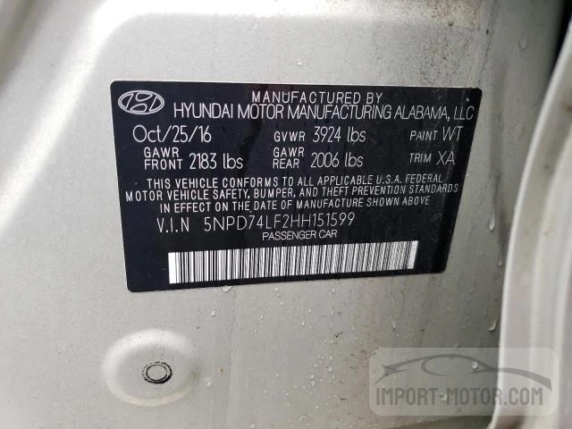 Photo 11 VIN: 5NPD74LF2HH151599 - HYUNDAI ELANTRA 