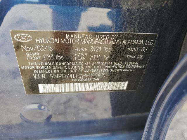 Photo 11 VIN: 5NPD74LF2HH155815 - HYUNDAI ELANTRA SE 