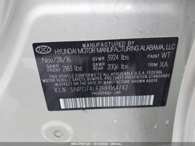 Photo 8 VIN: 5NPD74LF2HH164742 - HYUNDAI ELANTRA 