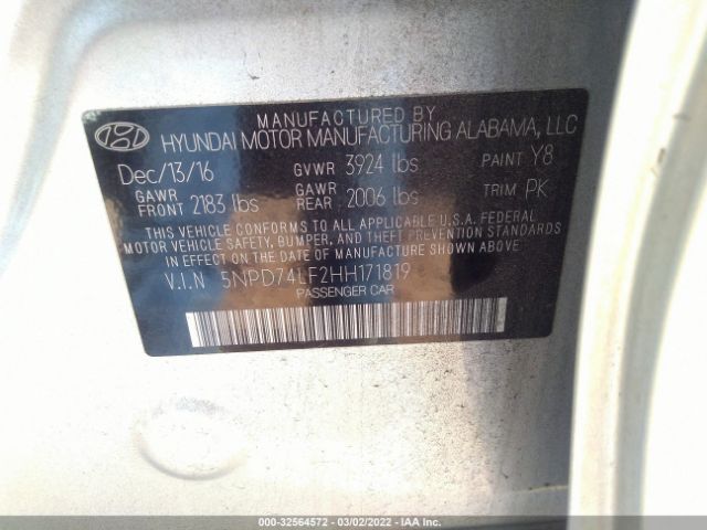 Photo 8 VIN: 5NPD74LF2HH171819 - HYUNDAI ELANTRA 