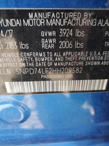 Photo 11 VIN: 5NPD74LF2HH209582 - HYUNDAI ELANTRA SE 