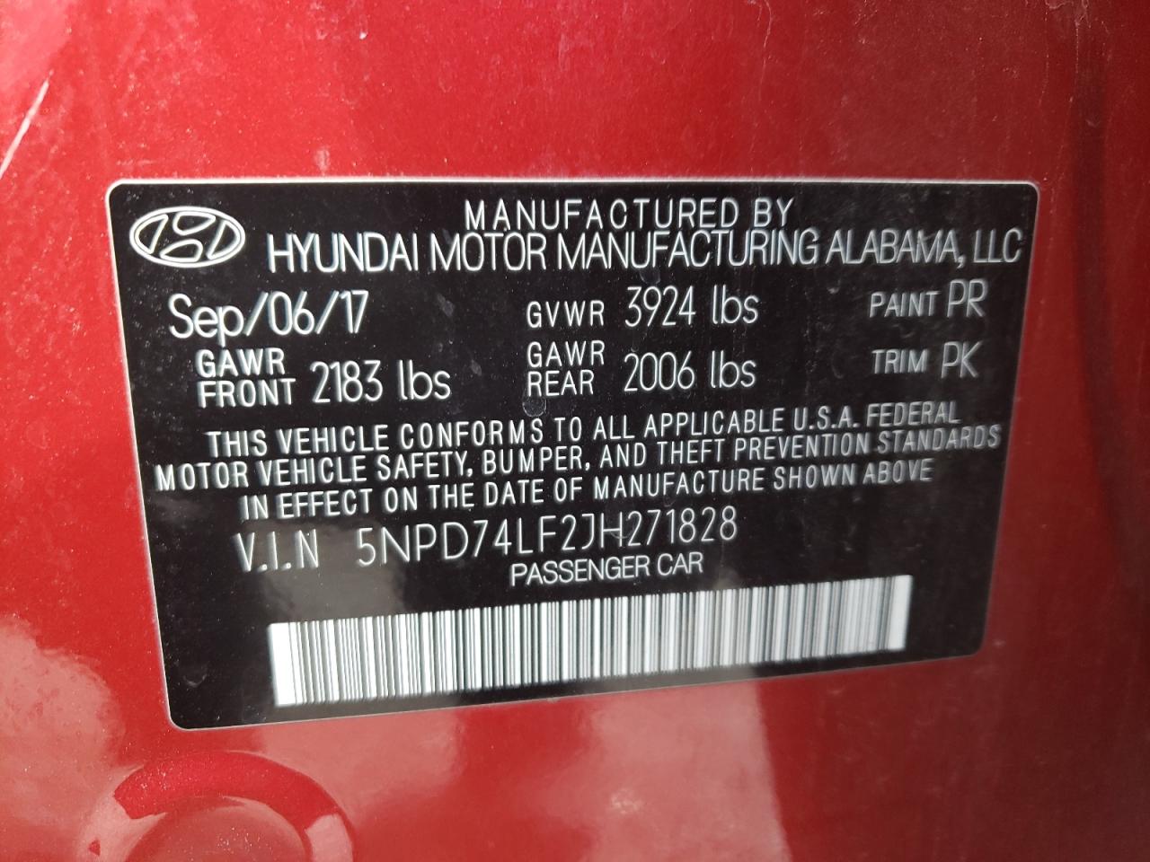 Photo 12 VIN: 5NPD74LF2JH271828 - HYUNDAI ELANTRA 