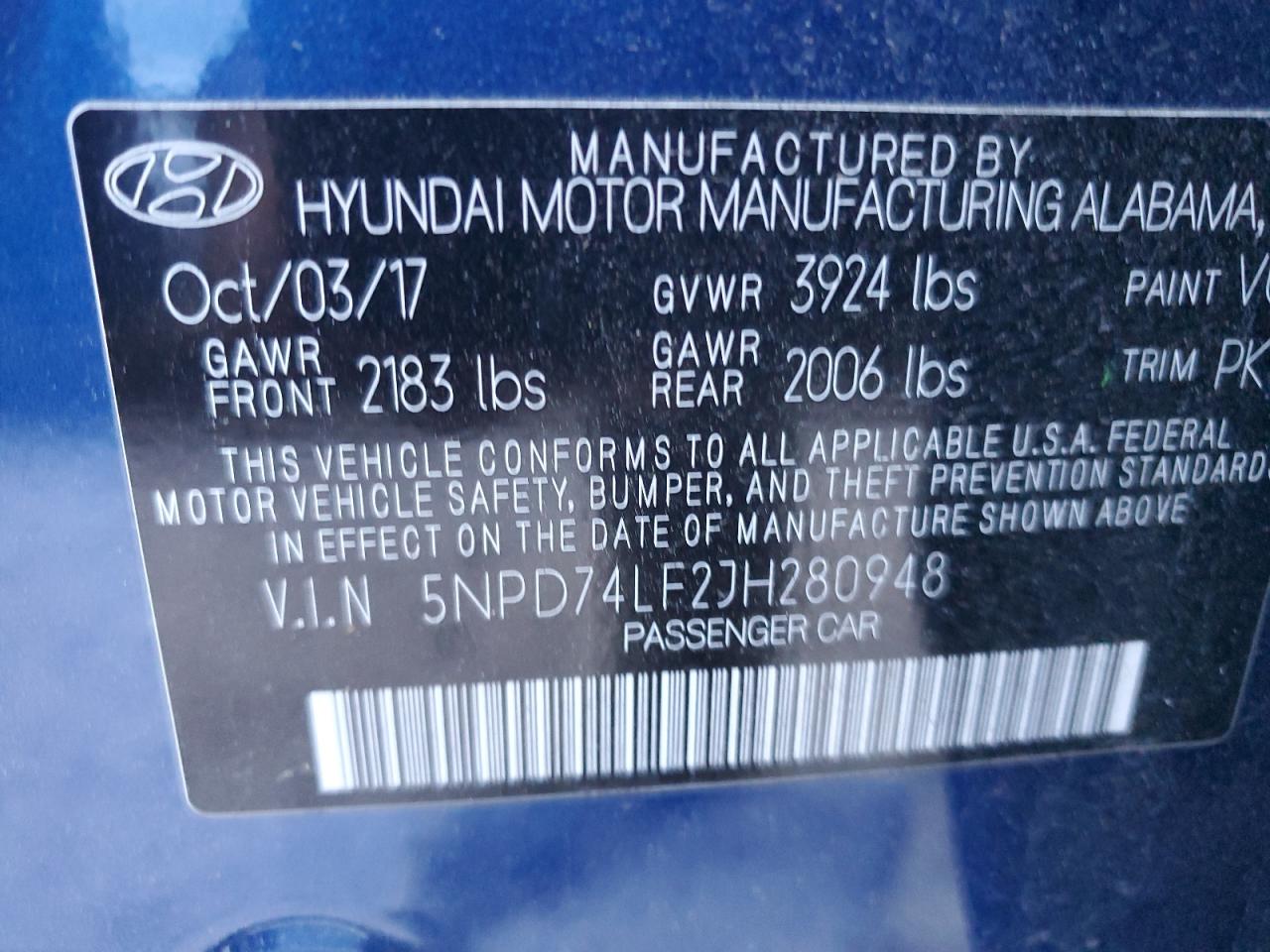 Photo 11 VIN: 5NPD74LF2JH280948 - HYUNDAI ELANTRA 