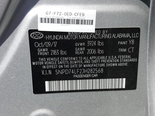 Photo 9 VIN: 5NPD74LF2JH282568 - HYUNDAI ELANTRA SE 