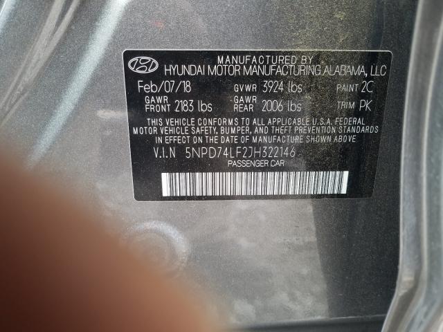 Photo 9 VIN: 5NPD74LF2JH322146 - HYUNDAI ELANTRA SE 