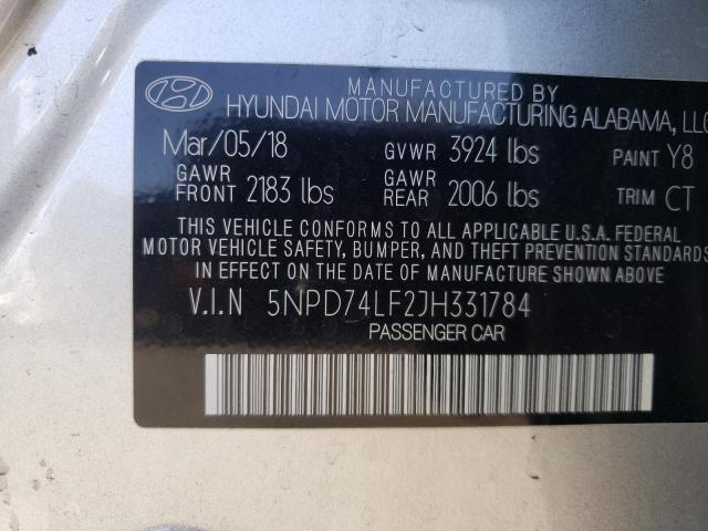 Photo 9 VIN: 5NPD74LF2JH331784 - HYUNDAI ELANTRA SE 