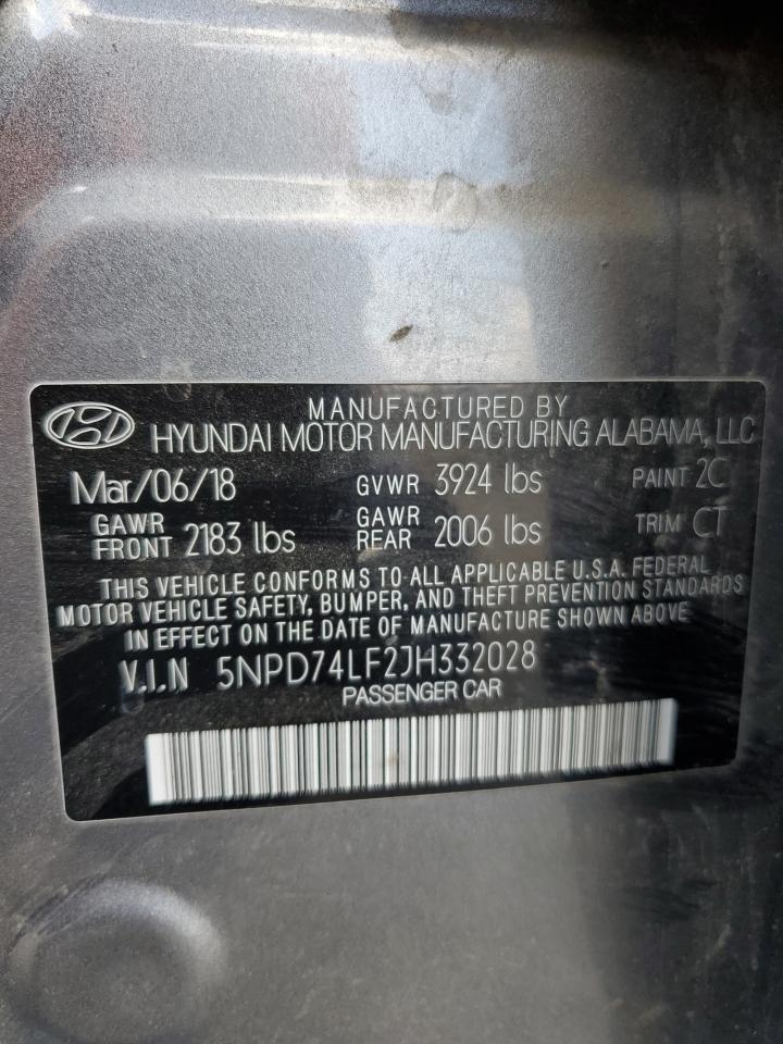 Photo 12 VIN: 5NPD74LF2JH332028 - HYUNDAI ELANTRA 