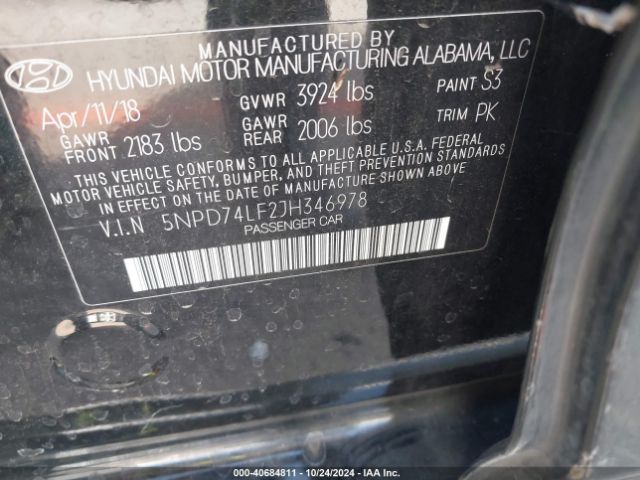 Photo 8 VIN: 5NPD74LF2JH346978 - HYUNDAI ELANTRA 