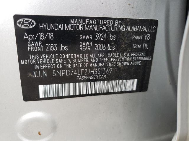 Photo 9 VIN: 5NPD74LF2JH351369 - HYUNDAI ELANTRA SE 