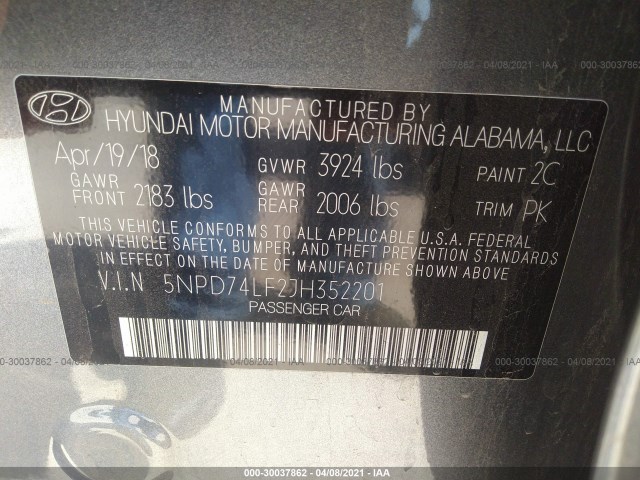 Photo 8 VIN: 5NPD74LF2JH352201 - HYUNDAI ELANTRA 