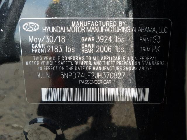 Photo 9 VIN: 5NPD74LF2JH370827 - HYUNDAI ELANTRA 