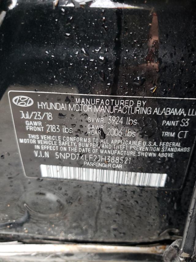 Photo 9 VIN: 5NPD74LF2JH388521 - HYUNDAI ELANTRA SE 