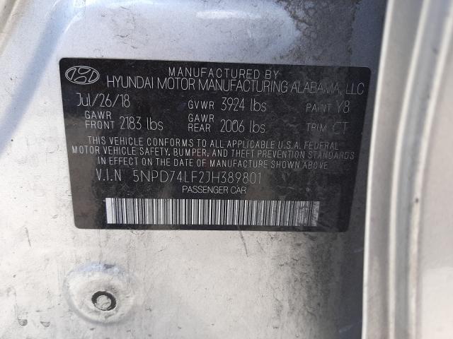 Photo 9 VIN: 5NPD74LF2JH389801 - HYUNDAI ELANTRA SE 