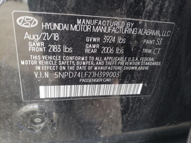 Photo 11 VIN: 5NPD74LF2JH399003 - HYUNDAI ELANTRA SE 