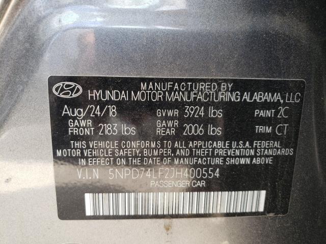 Photo 9 VIN: 5NPD74LF2JH400554 - HYUNDAI ELANTRA SE 