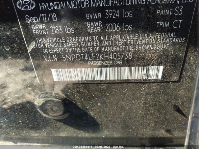 Photo 8 VIN: 5NPD74LF2KH405738 - HYUNDAI ELANTRA 