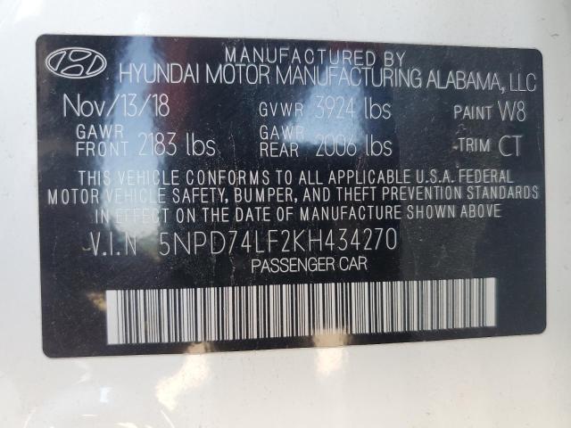 Photo 12 VIN: 5NPD74LF2KH434270 - HYUNDAI ELANTRA SE 