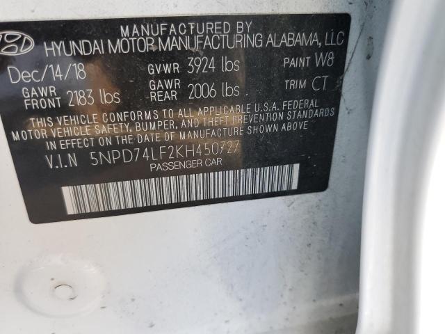 Photo 12 VIN: 5NPD74LF2KH450727 - HYUNDAI ELANTRA 