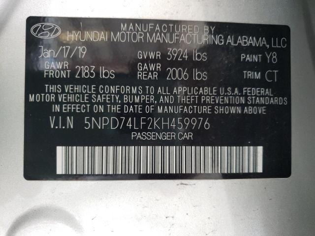 Photo 9 VIN: 5NPD74LF2KH459976 - HYUNDAI ELANTRA SE 