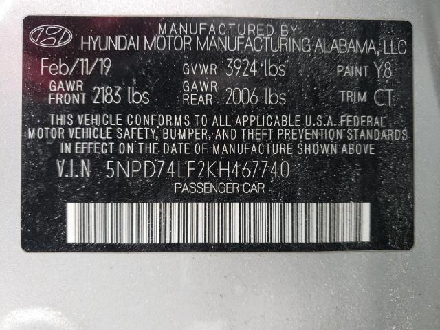 Photo 9 VIN: 5NPD74LF2KH467740 - HYUNDAI ELANTRA SE 