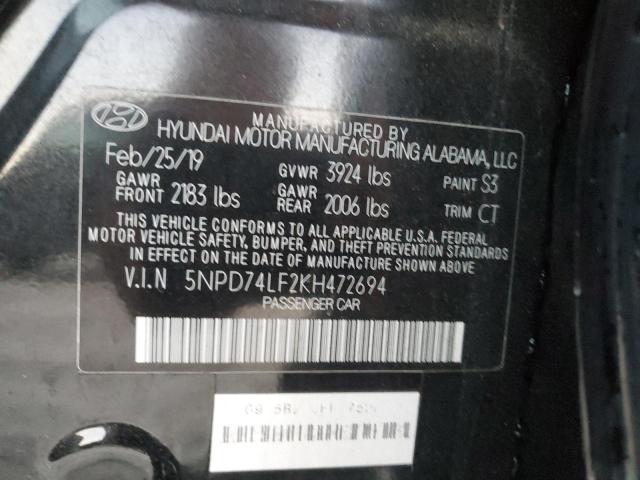 Photo 12 VIN: 5NPD74LF2KH472694 - HYUNDAI ELANTRA SE 