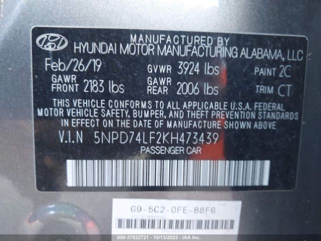 Photo 8 VIN: 5NPD74LF2KH473439 - HYUNDAI ELANTRA 