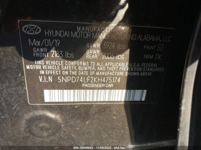 Photo 8 VIN: 5NPD74LF2KH475174 - HYUNDAI ELANTRA 