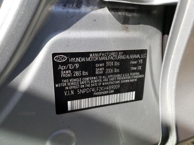 Photo 9 VIN: 5NPD74LF2KH489009 - HYUNDAI ELANTRA SE 