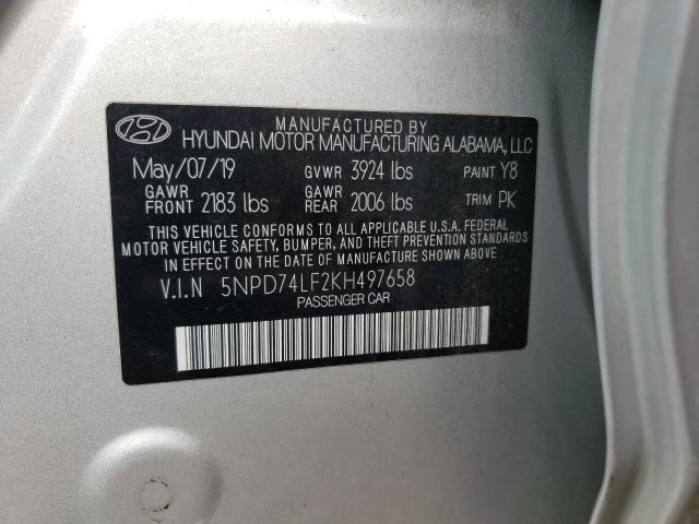 Photo 9 VIN: 5NPD74LF2KH497658 - HYUNDAI ELANTRA SE 