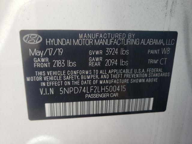 Photo 9 VIN: 5NPD74LF2LH500415 - HYUNDAI ELANTRA SE 