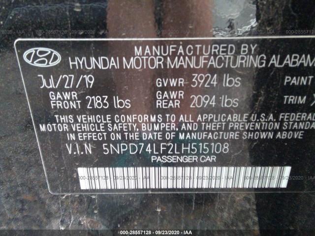 Photo 8 VIN: 5NPD74LF2LH515108 - HYUNDAI ELANTRA 