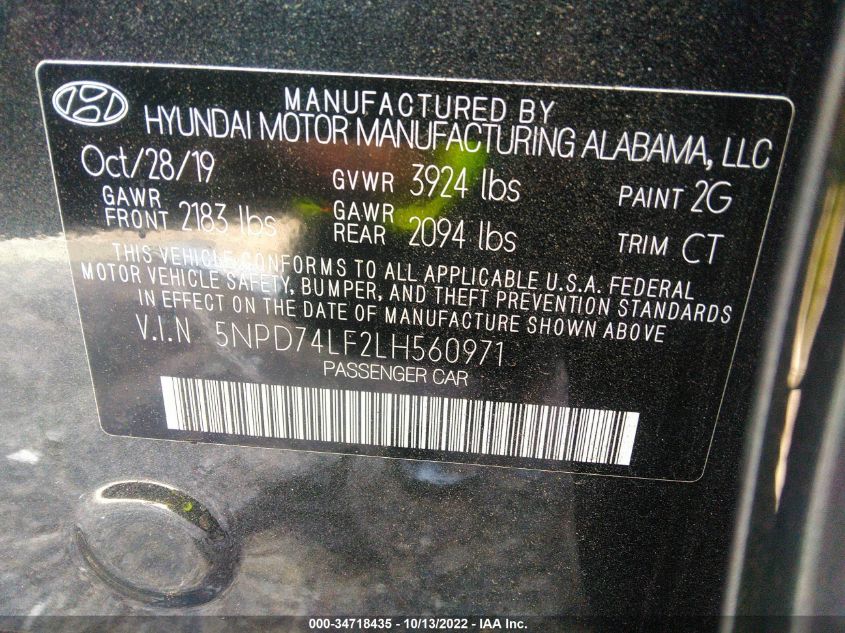 Photo 8 VIN: 5NPD74LF2LH560971 - HYUNDAI ELANTRA 