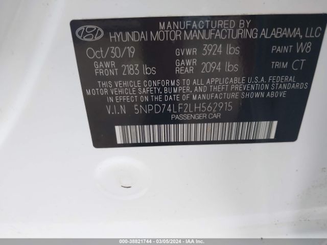 Photo 8 VIN: 5NPD74LF2LH562915 - HYUNDAI ELANTRA 