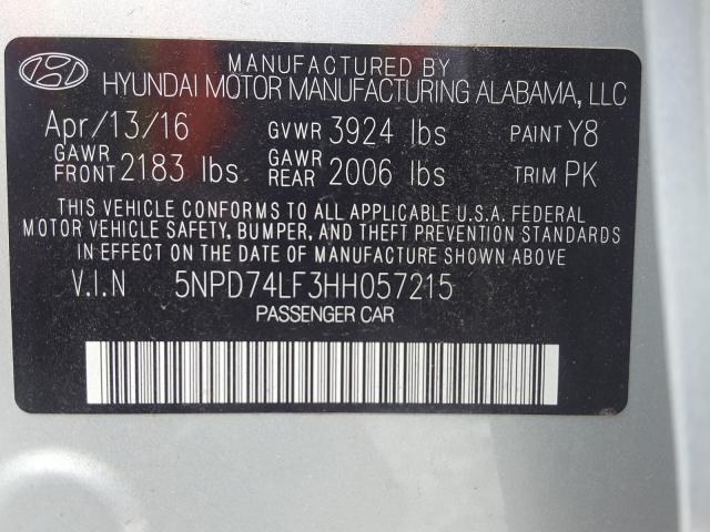 Photo 9 VIN: 5NPD74LF3HH057215 - HYUNDAI ELANTRA SE 