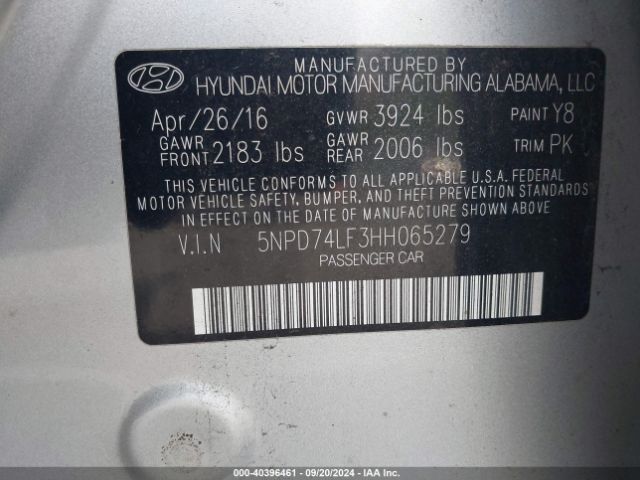 Photo 8 VIN: 5NPD74LF3HH065279 - HYUNDAI ELANTRA 