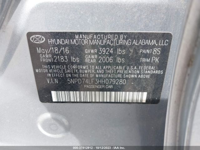 Photo 8 VIN: 5NPD74LF3HH079280 - HYUNDAI ELANTRA 