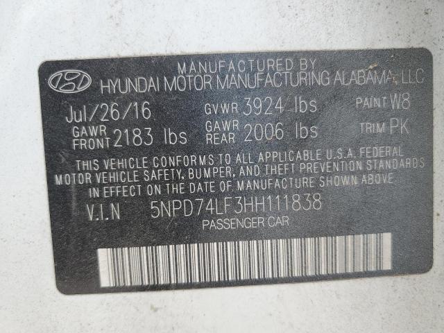 Photo 11 VIN: 5NPD74LF3HH111838 - HYUNDAI ELANTRA SE 