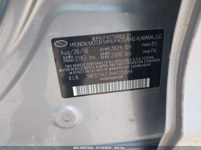 Photo 8 VIN: 5NPD74LF3HH125884 - HYUNDAI ELANTRA 