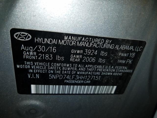 Photo 9 VIN: 5NPD74LF3HH127151 - HYUNDAI ELANTRA SE 