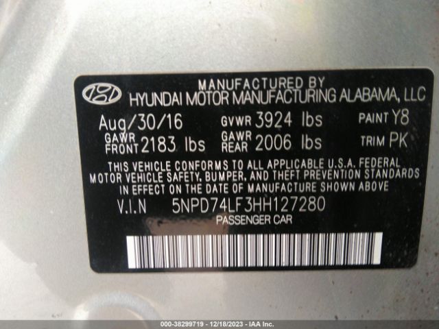 Photo 8 VIN: 5NPD74LF3HH127280 - HYUNDAI ELANTRA 