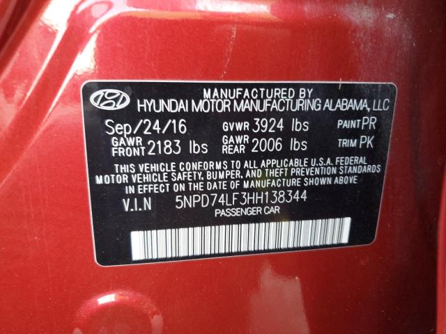 Photo 11 VIN: 5NPD74LF3HH138344 - HYUNDAI ELANTRA SE 