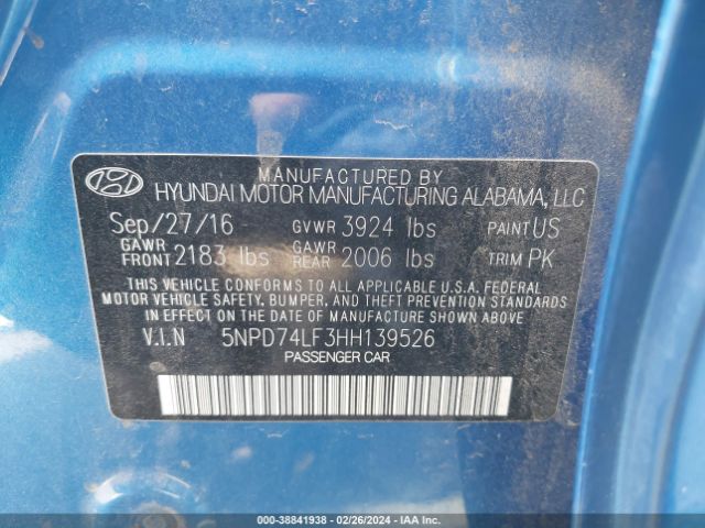 Photo 8 VIN: 5NPD74LF3HH139526 - HYUNDAI ELANTRA 