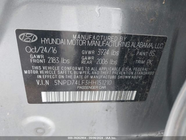 Photo 8 VIN: 5NPD74LF3HH151210 - HYUNDAI ELANTRA 