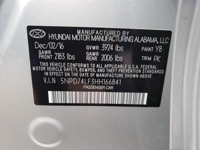 Photo 9 VIN: 5NPD74LF3HH166841 - HYUNDAI ELANTRA SE 