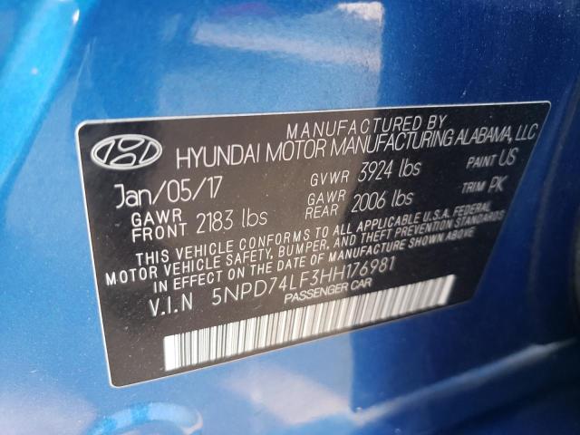 Photo 11 VIN: 5NPD74LF3HH176981 - HYUNDAI ELANTRA SE 