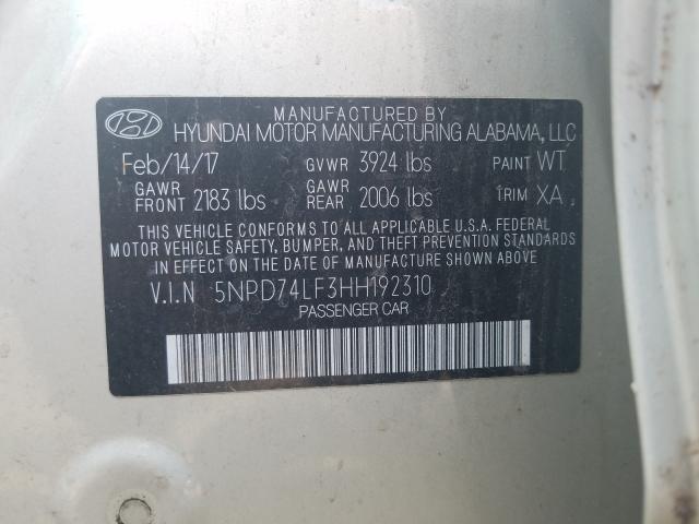 Photo 9 VIN: 5NPD74LF3HH192310 - HYUNDAI ELANTRA SE 